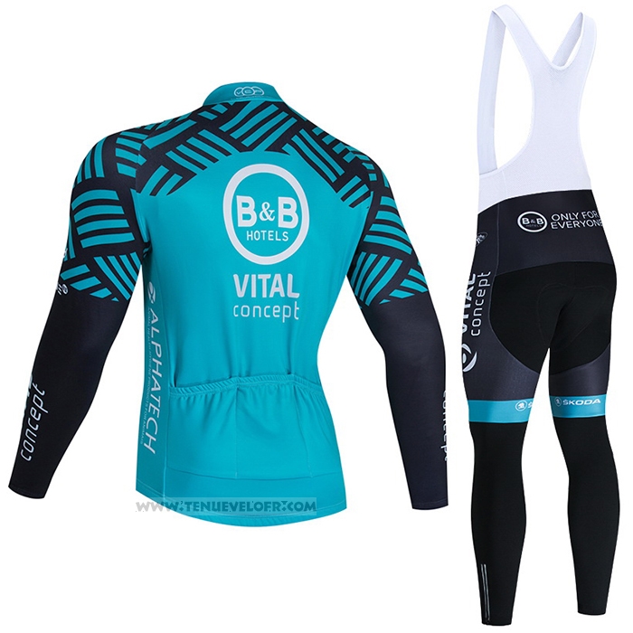 2021 Maillot Cyclisme Vital Concept-BB Hotels Bleu Clair Manches Longues et Cuissard